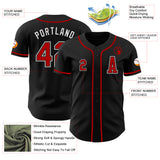 Custom Black Red-White Authentic Baseball Jersey