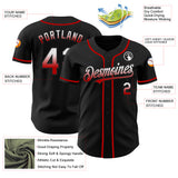 Custom Black White-Red Authentic Baseball Jersey