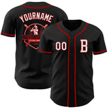 Custom Black White-Red Authentic Baseball Jersey