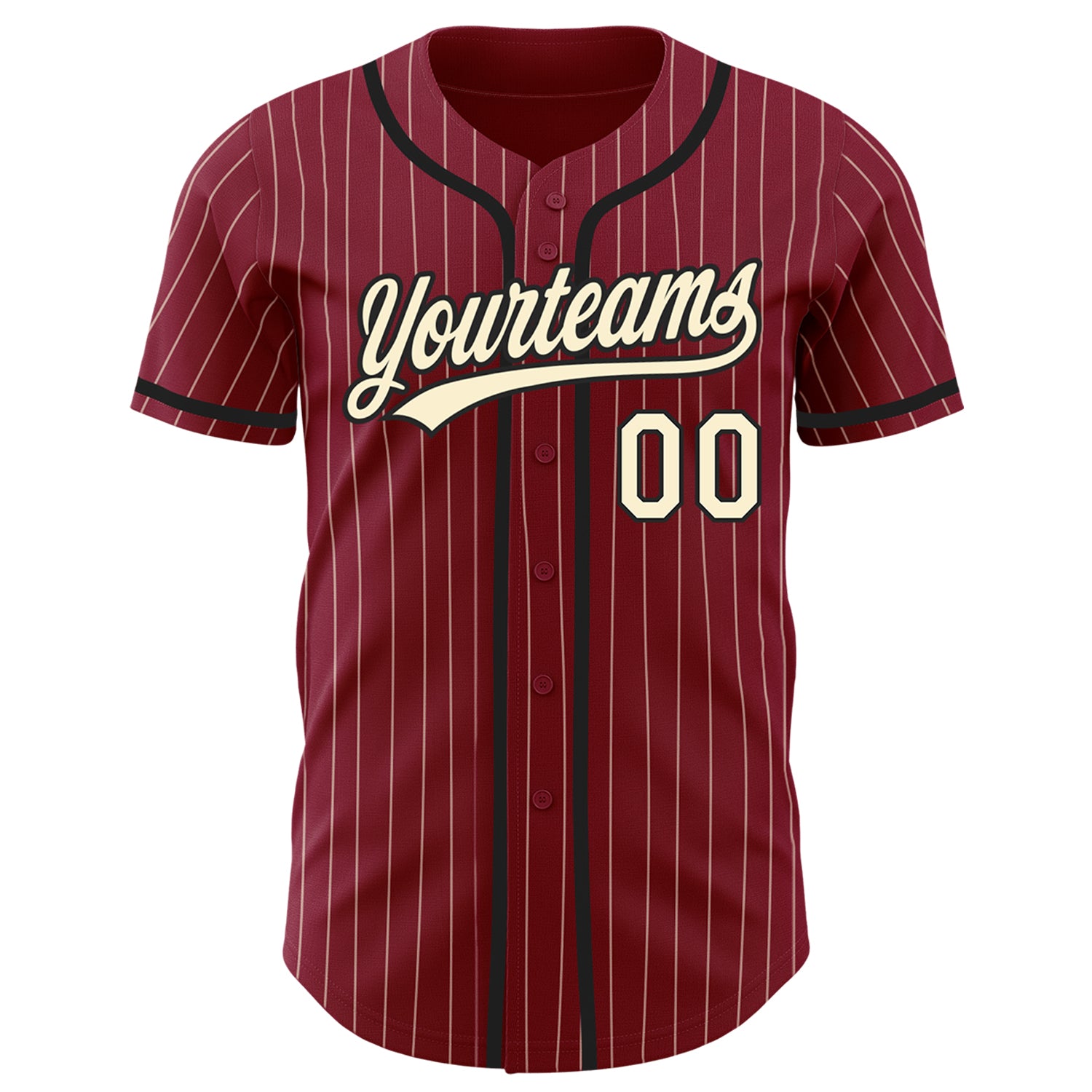 Cheap Custom Crimson Cream Pinstripe Gold-White Authentic Baseball