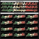 Custom Black Vintage Mexican Flag Kelly Green Red-Cream Bomber Full-Snap Varsity Letterman Two Tone Hoodie Jacket