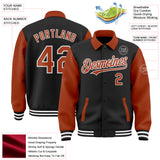 Custom Black Texas Orange-White Bomber Full-Snap Varsity Letterman Two Tone Lapel Collar Byron Jacket