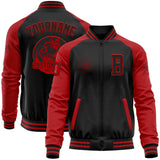 Custom Black Red Bomber Varsity Letterman Two Tone Zipper Jacket