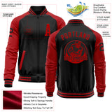 Custom Black Red Bomber Varsity Letterman Two Tone Zipper Jacket