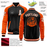 Custom Black White-Orange Bomber Varsity Letterman Two Tone Zipper Jacket