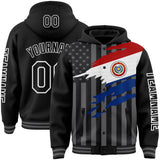 Custom Black Gray-White Paraguay Paraguayan Flag 3D Bomber Full-Snap Varsity Letterman Hoodie Jacket