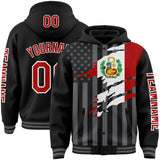 Custom Black Red-Gray Peru Peruvian Flag 3D Bomber Full-Snap Varsity Letterman Hoodie Jacket