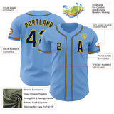 Custom Light Blue Navy-Yellow Authentic Baseball Jersey