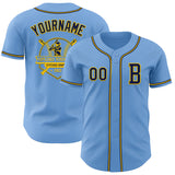 Custom Light Blue Navy-Yellow Authentic Baseball Jersey