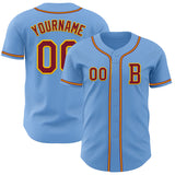 Custom Light Blue Crimson-Yellow Authentic Baseball Jersey