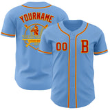 Custom Light Blue Red-Gold Authentic Baseball Jersey