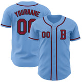 Custom Light Blue Crimson-Black Authentic Baseball Jersey