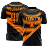 Custom Black Bay Orange Stripes Sublimation Soccer Uniform Jersey