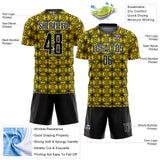 Custom Yellow Black-White Geometric Shapes Sublimation Soccer Uniform Jersey