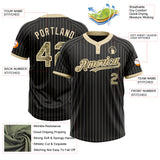 Custom Black Cream Pinstripe Camo Two-Button Unisex Softball Jersey