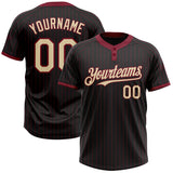 Custom Black Crimson Pinstripe Cream Two-Button Unisex Softball Jersey