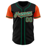 Custom Black Kelly Green-Orange Authentic Two Tone Baseball Jersey