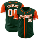Custom Green White-Orange Authentic Two Tone Baseball Jersey