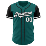 Custom Aqua White-Black Authentic Two Tone Baseball Jersey