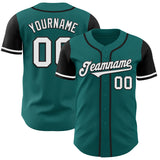 Custom Aqua White-Black Authentic Two Tone Baseball Jersey