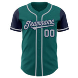 Custom Aqua Gray-Navy Authentic Two Tone Baseball Jersey