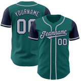 Custom Aqua Gray-Navy Authentic Two Tone Baseball Jersey