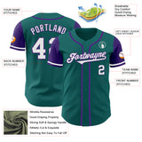 Custom Aqua White-Purple Authentic Two Tone Baseball Jersey