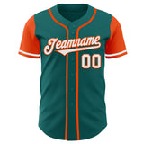 Custom Aqua White-Orange Authentic Two Tone Baseball Jersey