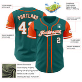 Custom Aqua White-Orange Authentic Two Tone Baseball Jersey