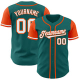 Custom Aqua White-Orange Authentic Two Tone Baseball Jersey