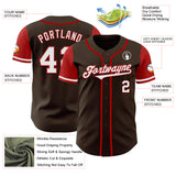 Custom Brown White-Red Authentic Two Tone Baseball Jersey