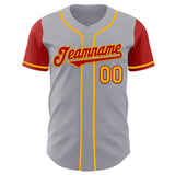 Custom Gray Red-Gold Authentic Two Tone Baseball Jersey