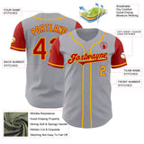 Custom Gray Red-Gold Authentic Two Tone Baseball Jersey