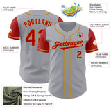 Custom Gray Red-Old Gold Authentic Two Tone Baseball Jersey