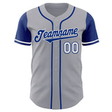 Custom Gray Royal-White Authentic Two Tone Baseball Jersey