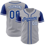 Custom Gray Royal-White Authentic Two Tone Baseball Jersey