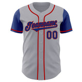 Custom Gray Royal-Red Authentic Two Tone Baseball Jersey