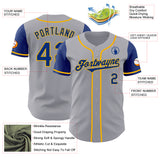 Custom Gray Royal-Gold Authentic Two Tone Baseball Jersey