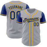 Custom Gray Royal-Gold Authentic Two Tone Baseball Jersey