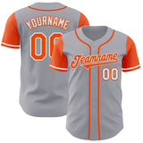 Custom Gray Orange-White Authentic Two Tone Baseball Jersey