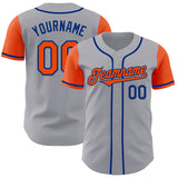 Custom Gray Orange-Royal Authentic Two Tone Baseball Jersey