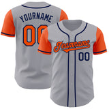 Custom Gray Orange-Navy Authentic Two Tone Baseball Jersey