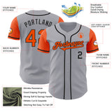 Custom Gray Orange-Black Authentic Two Tone Baseball Jersey