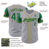 Custom Gray Kelly Green-Old Gold Authentic Two Tone Baseball Jersey