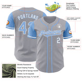 Custom Gray Light Blue-White Authentic Two Tone Baseball Jersey