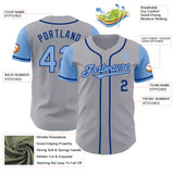 Custom Gray Light Blue-Royal Authentic Two Tone Baseball Jersey