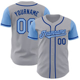 Custom Gray Light Blue-Royal Authentic Two Tone Baseball Jersey