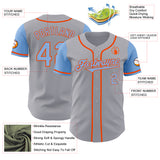 Custom Gray Light Blue-Orange Authentic Two Tone Baseball Jersey