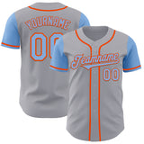 Custom Gray Light Blue-Orange Authentic Two Tone Baseball Jersey