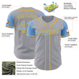 Custom Gray Light Blue-Gold Authentic Two Tone Baseball Jersey